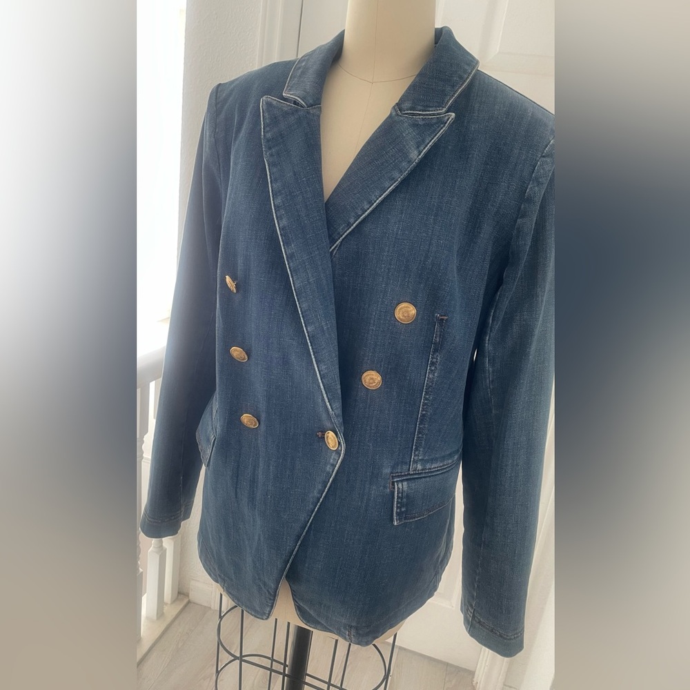 🆕 White House Black market Denim Studio Blazer - Picture 10 of 16